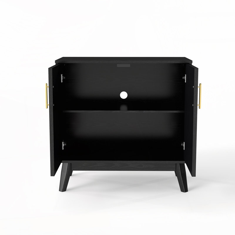 Armoire de rangement décorative 2 portes avec tablettes réglables, Noir