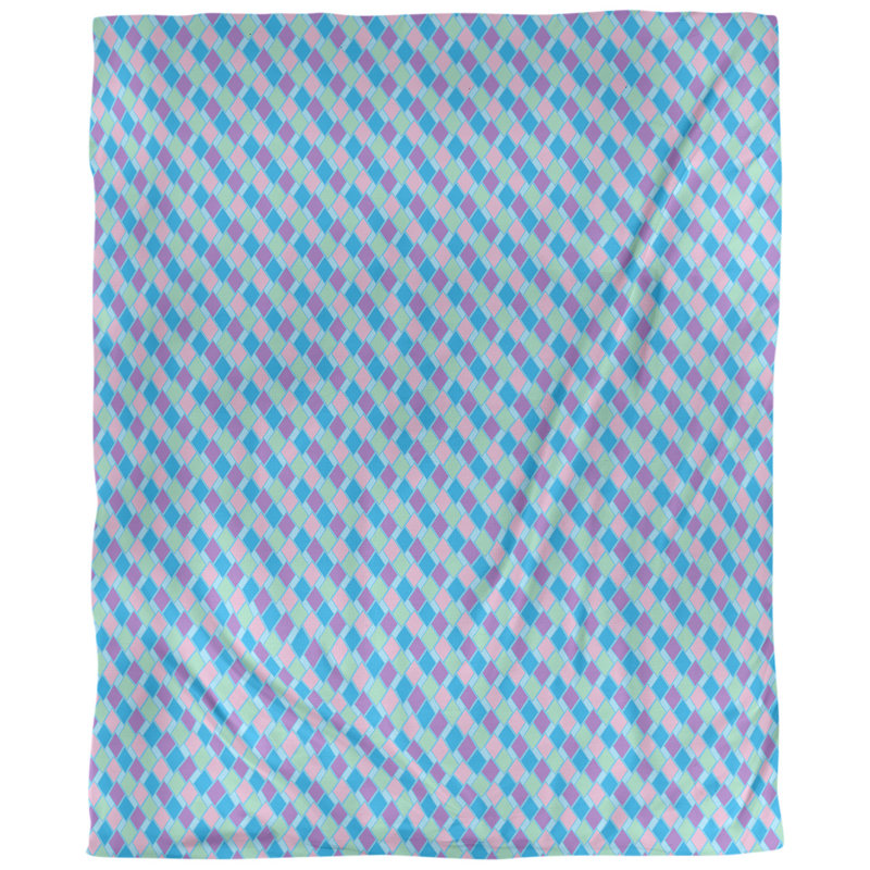 Tissu diamants, Bleu / Mauve, L 60 po x l 36 po, Polyester filé