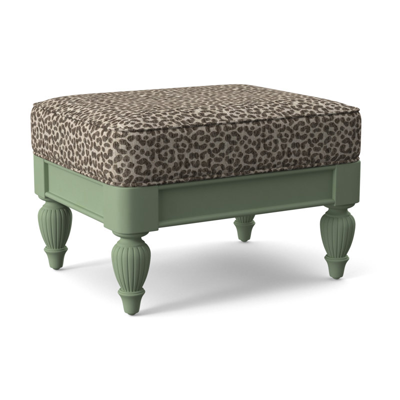 Grand View Ottoman, Black Buffalo Check; 0120-81, Celery Finish
