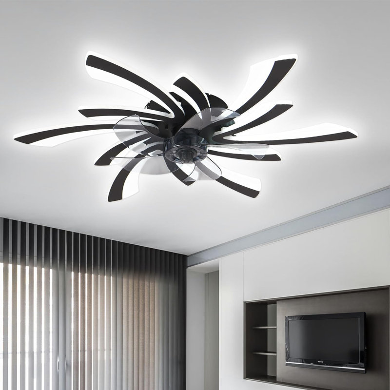 31 ventilateurs de plafond avec lumières, ventilateurs de plafond encastrés modernes avec lumières et télécommande, ventilateur de plafond à profil bas avec lumière, ventilateurs de plafond avec lumières pour la chambre à coucher