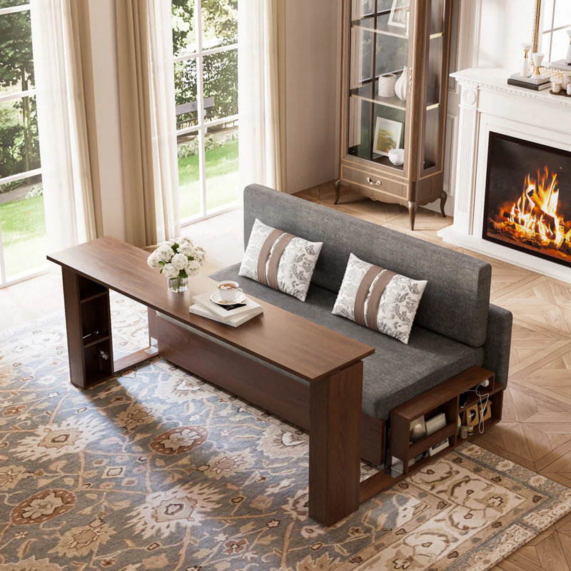 80.7" Sofa Bed With Convertible Table Function-- Arrtle Furniture, Gray