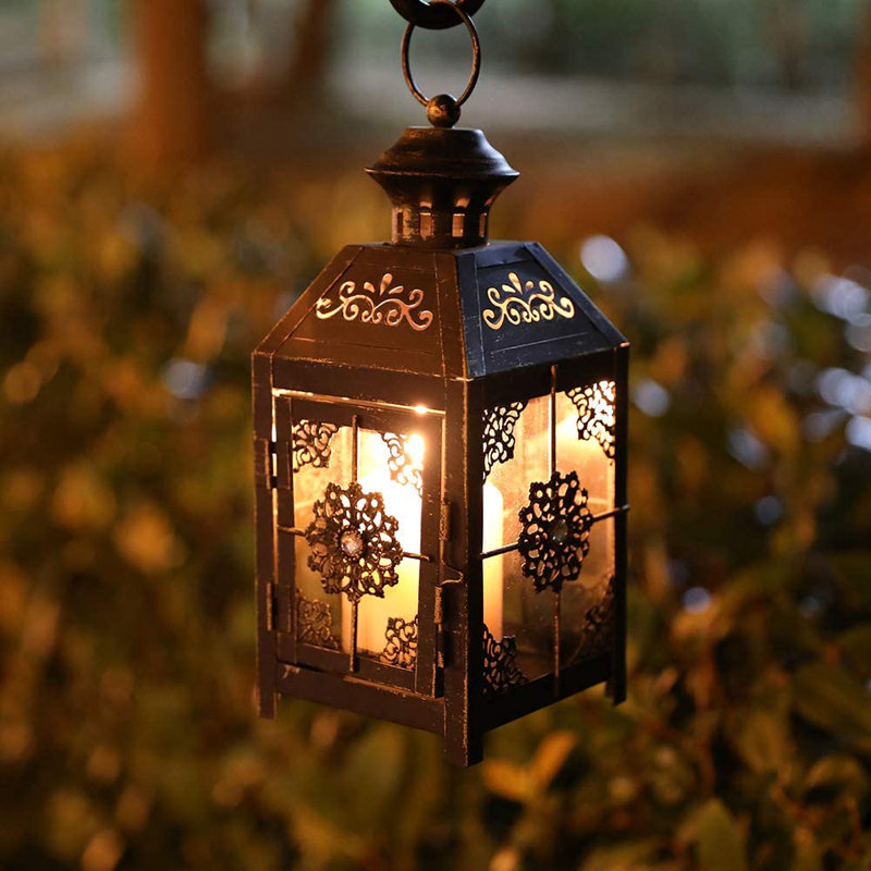 9.5'' H Tabletop Lantern, Black