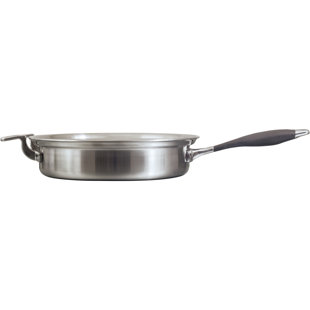 CookCraft Original 10" Tri-Ply Stainless Steel Fry Pan featuring Silicone Handle