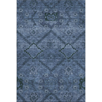 Premium Machine Washable Prisco Navy Rug