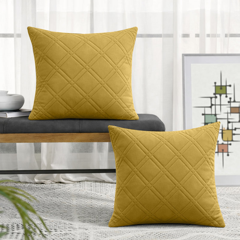 Geometric Square Cushion, Ochre