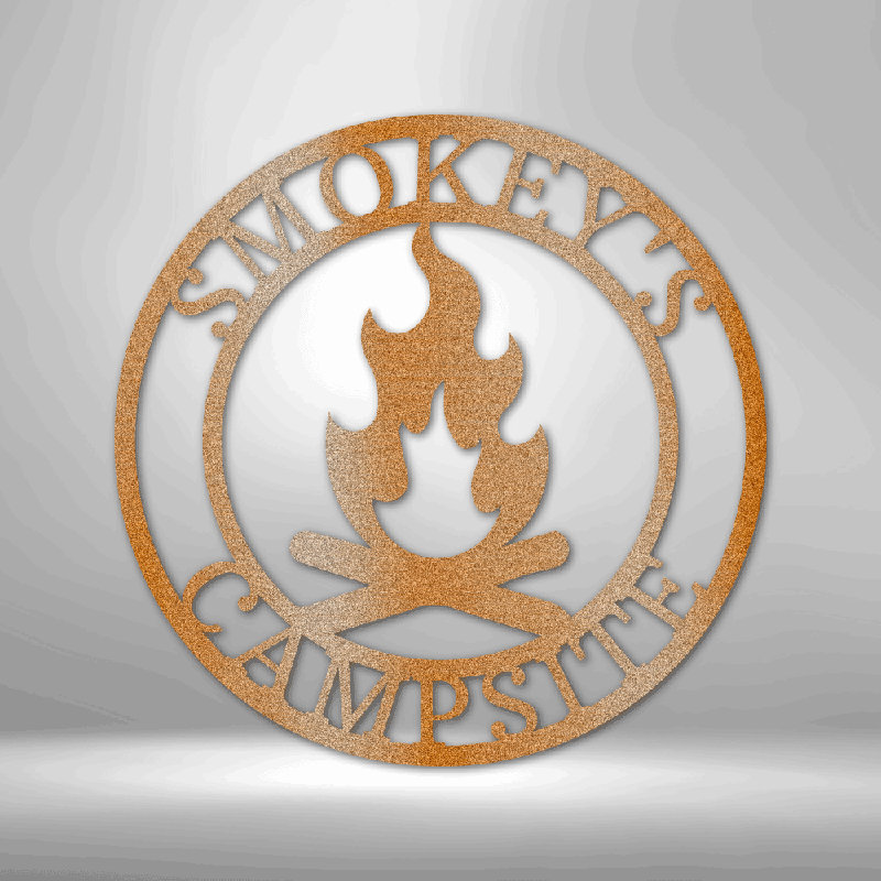 Monogramme de feu de camp personnalisé, H 14,25 po x l 14,5 po x P 0,5 po, Oui, Cuivre