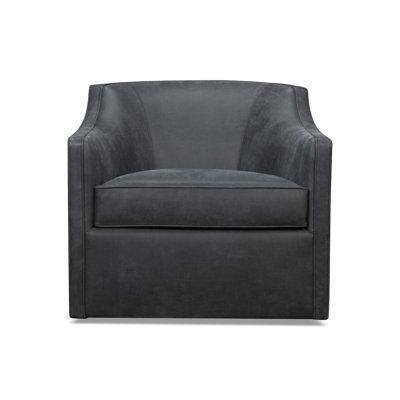 Marietta Leather Swivel Armchair by Birch Lane
