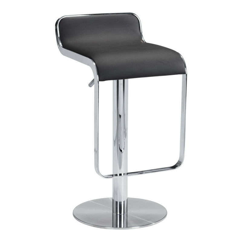 Chaise de bar pivotante noire et argentée en similicuir et acier