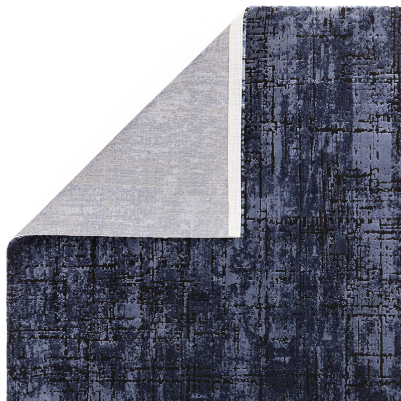 Navy Abstract Modern Easy To Clean Rug For Dining Room Bed Room And Living Room, Polypropylene Plastic/Polyester