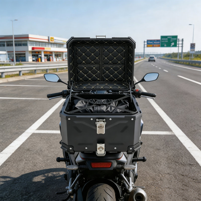 Motorcycles Tail Storage Case With Safety Lock, 12.01" H x 16.14" W x 12.99" D