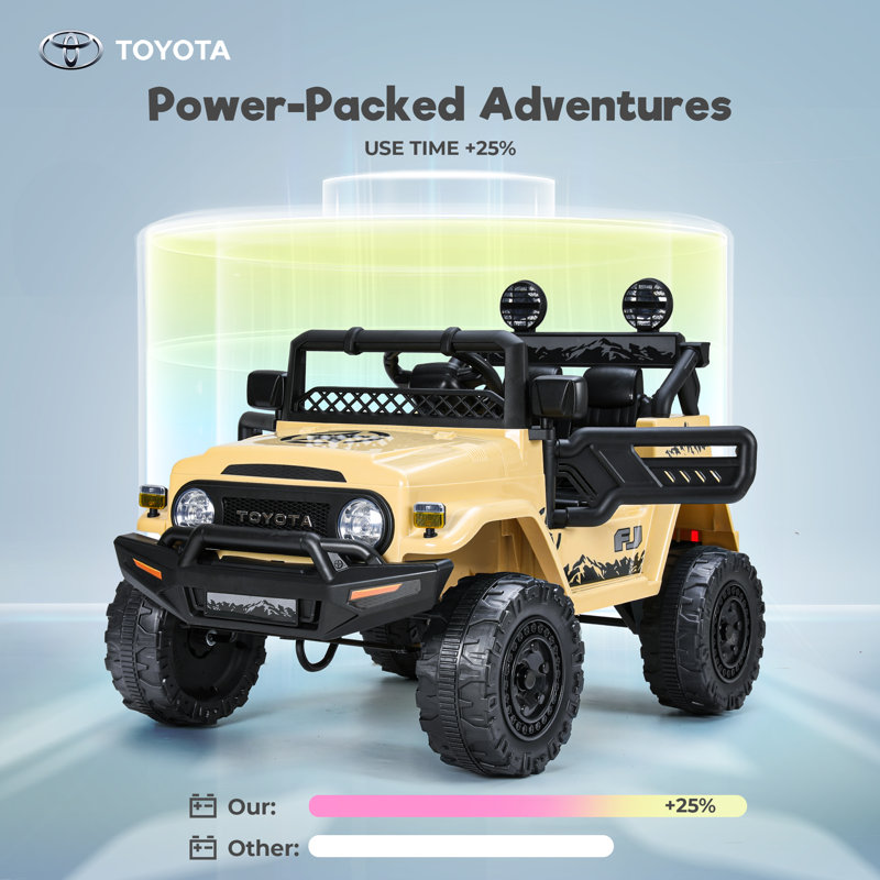 12 Volt Toyota FJ Cruiser Battery Powered Ride on Toy Car All-Terrain Vehicles with Remote Control, Beige