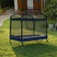 Trampoline d'extérieur carré pour enfants et adultes avec filet de protection et balançoire, noir et bleu, métal, 4 x 6 pi