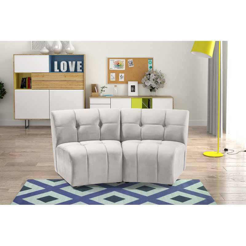 Canapé modulaire en velours Jedson, Velours crème