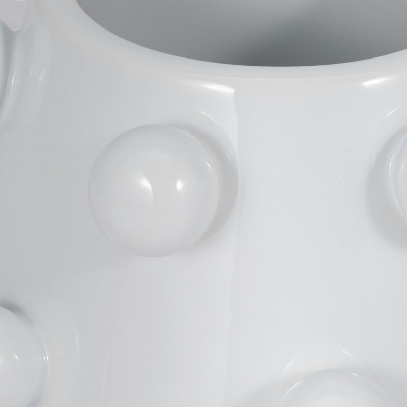 Boîte à fleurs fuselée en céramique, H 5 po x l 8 po x P 8 po, Blanc, Oui
