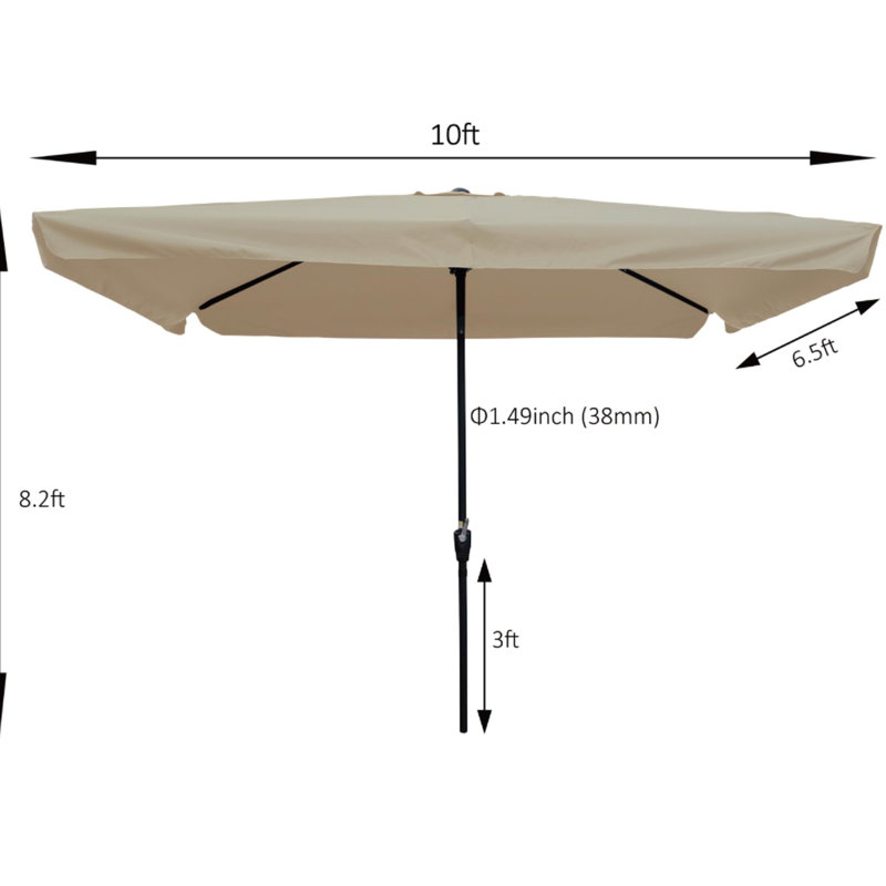 Parasol rectangulaire pour terrasse, Tanné