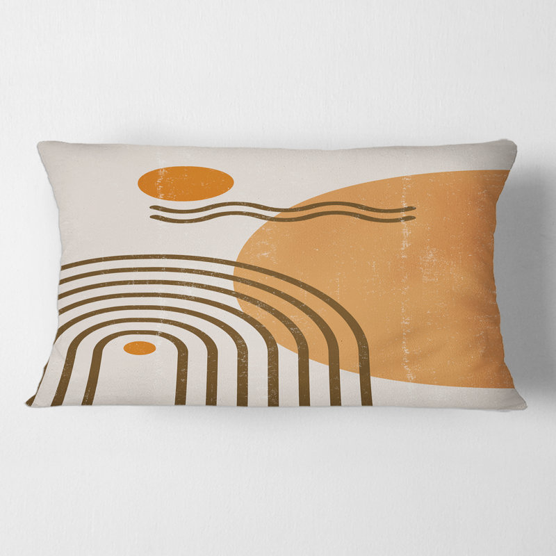 Abstrait arc-en-ciel soleil et lune dans des tons de terre II - coussin moderne imprimé