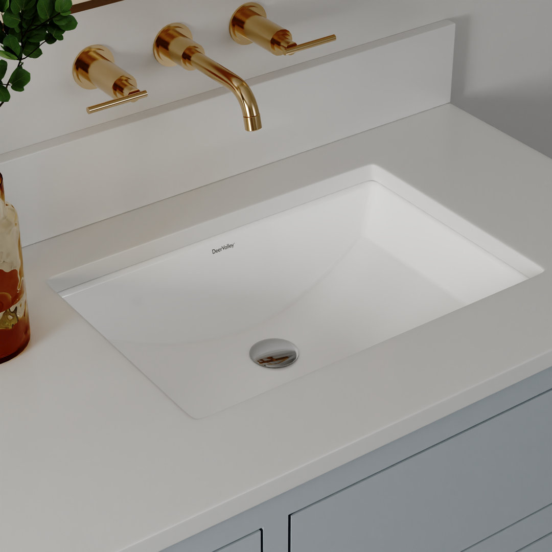 DeerValley Ally 21" x 15'' Undermount Bathroom Sink, Rectangular Bathroom Sink with Overflow DeerValley Sink