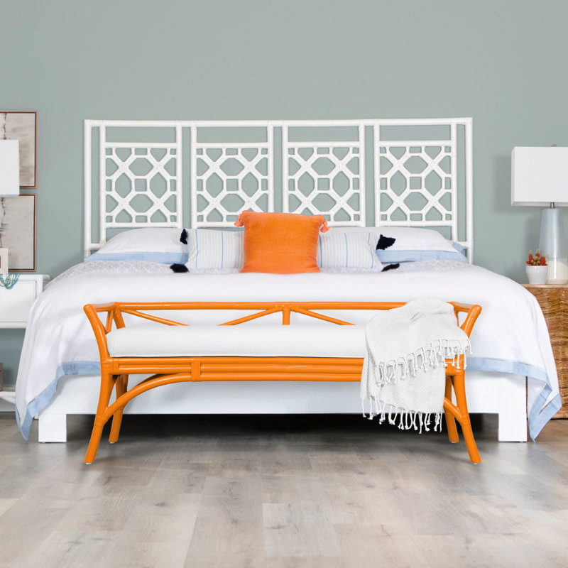 Wicker Bench, Citrus Orange