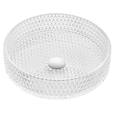 Lavabo de salle de bain vasque circulaire en verre transparent ANZZI 15,8 po