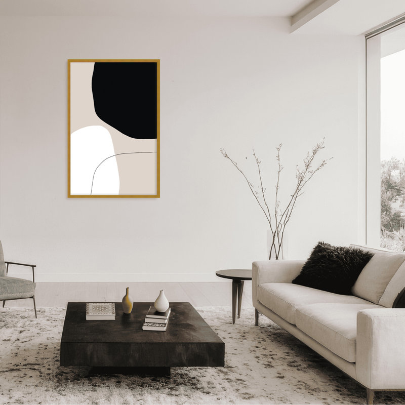 Abstract Pairing by  - Picture Frame Painting on Paper, 48" H x 32" W x 1.125" D, Black, Framed Print