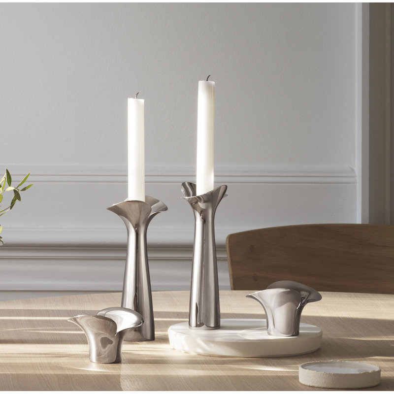 Bloom 2 Piece Stainless Steel Tabletop Candlestick Set