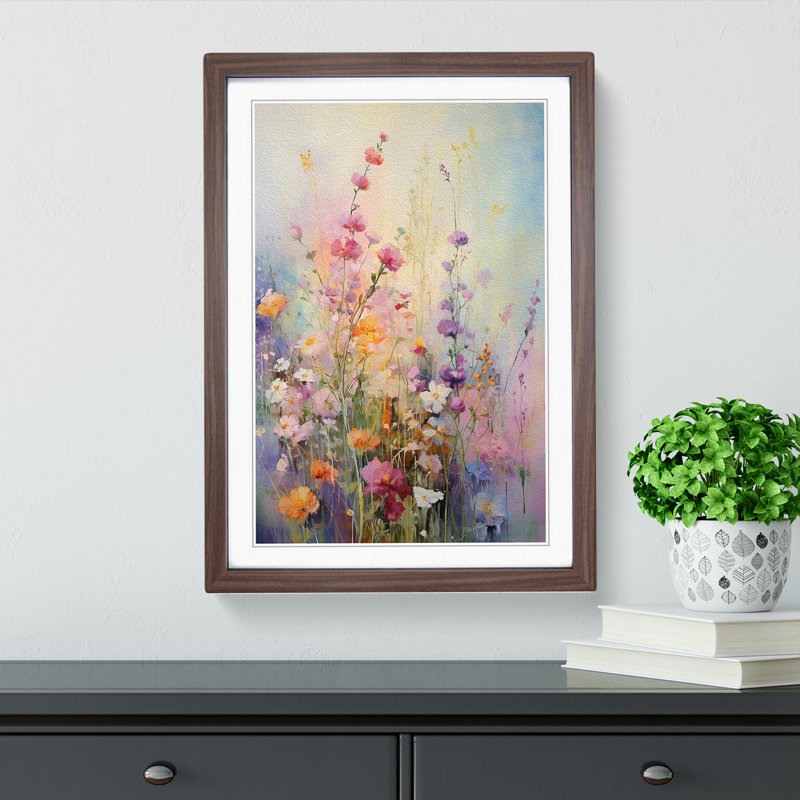 Wildflowers Impressionism - Framed Print, 34cm H x 25cm W x 2cm D, Walnut