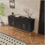 Buffet de style rétro avec tablettes réglables, poignées et pieds rectangulaires en métal pour la cuisine, le salon et la salle à manger-631051995