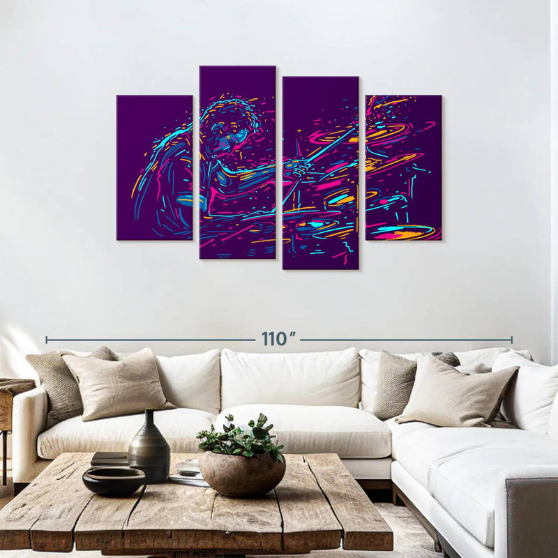 Abarca Abstract Drummer Performing, 48" H x 75" W