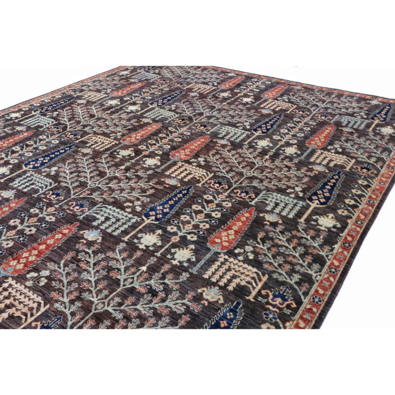 High-Quality Hand-Knotted Brown And Rust Area Rug