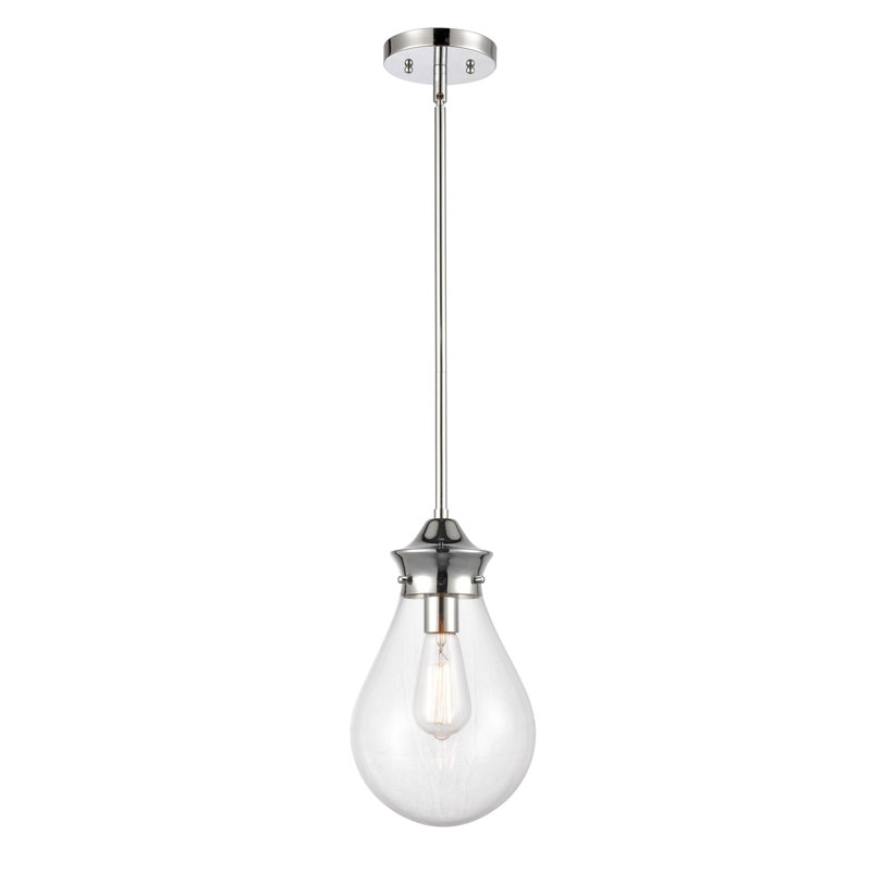 Luminaire suspendu à 1 lumière Hartell, H 13,37 po x l 7,87 po x p 7,87 po, Chrome poli, Ampoule non incluse