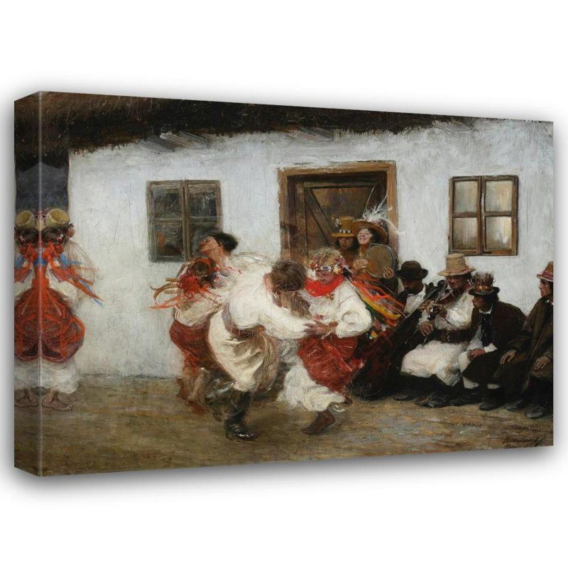 "Danse populaire d'Ukraine" par Teodor Axentowicz - Art mural sur toile tendue avec châssis, H 48 po x l 33 po