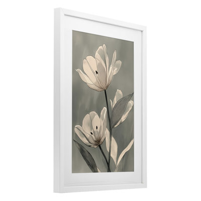 «Times Three Budding Flowers», reproduction sous verre encadrée, design par Annabelle Hall