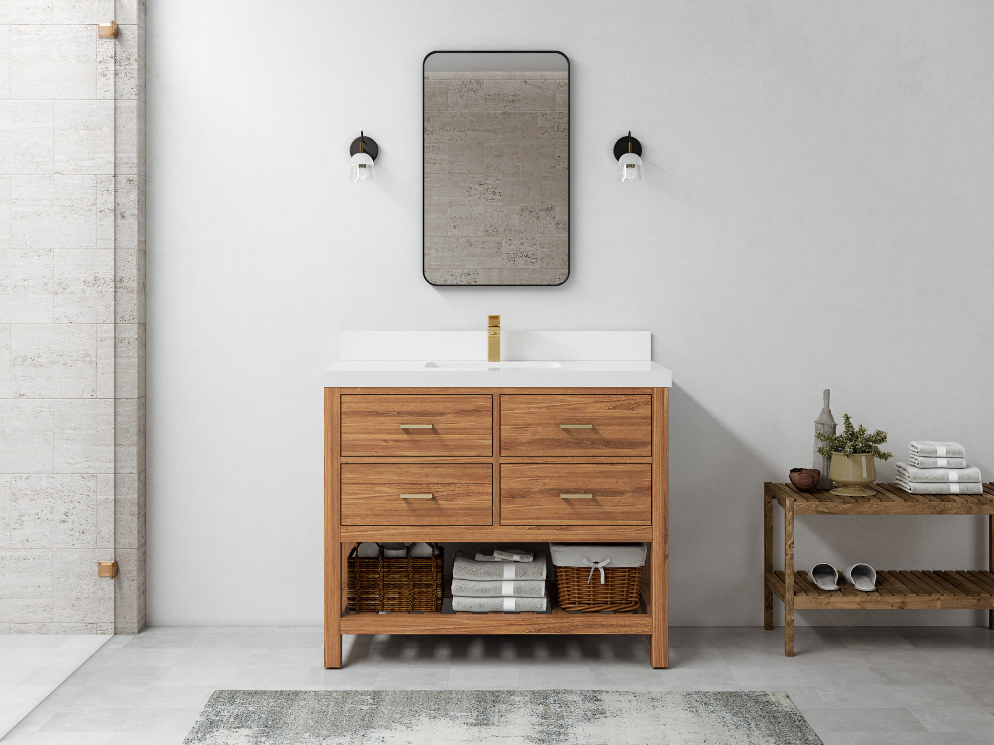 Willow Collections Parker Teak 42'' Single Bathroom Vanity Set ...