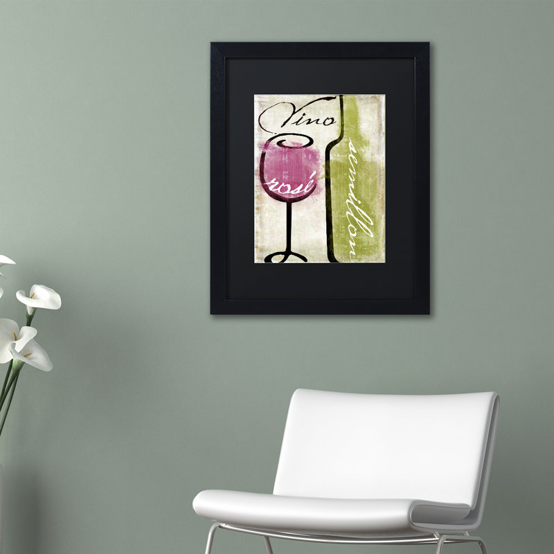 Vertical Framed Canvas Art with Wine Glass and Bottle