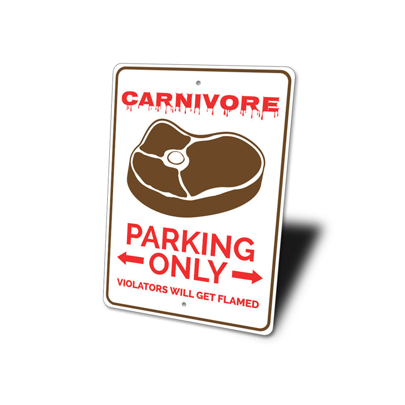Enseigne en aluminium Carnivore, H 18 po x l 12 po x P 0,06 po