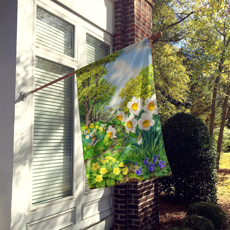 Drapeau de jardin à 2 côtés à fleurs de printemps par sarah adams, H 28 po x l 40 po
