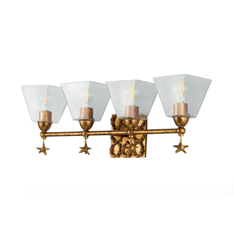 Ensemble de meuble-lavabo 4 lumières Gurfaan Star, Blanc / Doré