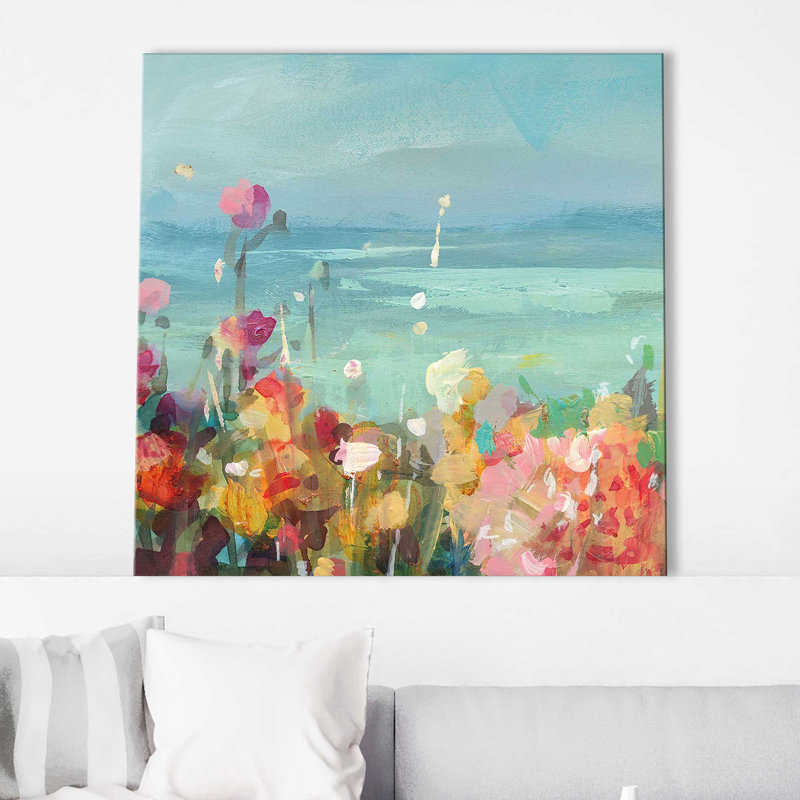 Coastal Dahlias Crop I - Peinture, L 18 po x H 18 po, Toile tendue