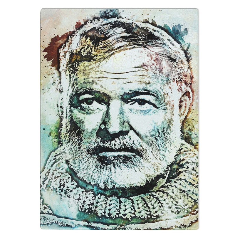 Glass Ernest Hemingway in Abstract Chopping Board, 39 cm W x 28.5 cm L