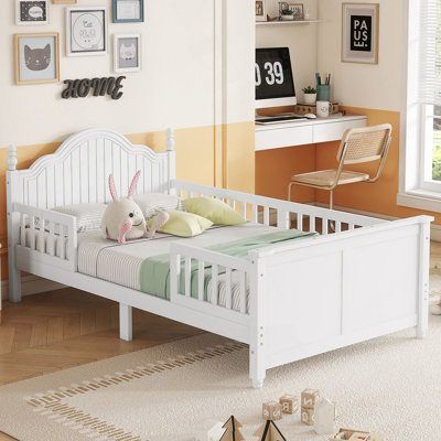 Lit simple pour enfants, lit plateforme simple en bois avec tête et pied de lit