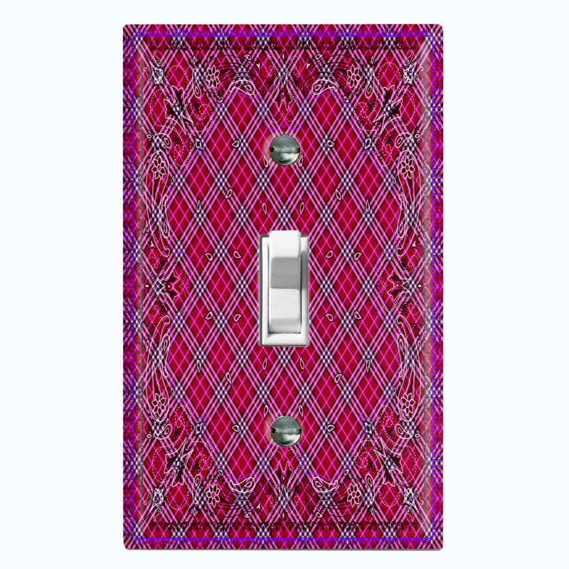 Patterned 1 - Gang Toggle Light Switch Standard Wall Plate, Red/Pink