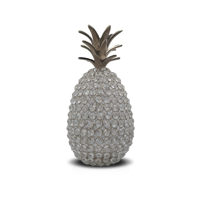 Glam Fruit Pineapple Sculpture Décor, 25" H x 14.5" W x 14.5" D, Silver