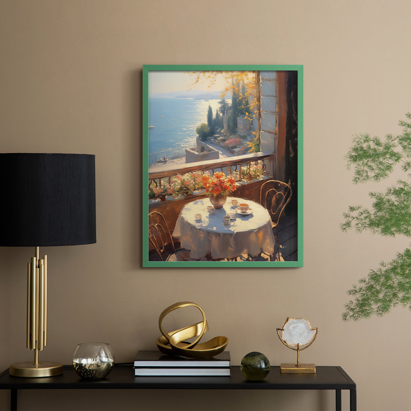 Reproduction encadrée FLORAL Series DCCLVII - bois massif, 15" H x 12" W, Vert