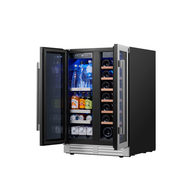 Cave à vin et à boissons Ca'lefort 24'' L, 21 bouteilles et 60 canettes, refroidissement par ventilation, double zone de température - Pose libre/Encastrable/Sous comptoir
