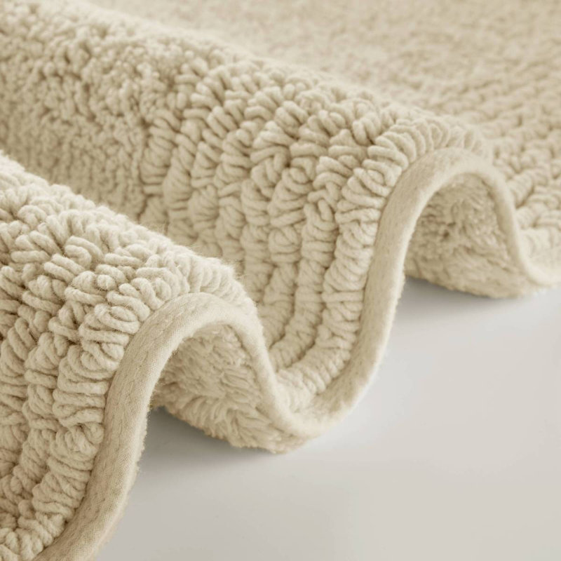 1 PCS 17X24" 100% Cotton Tufted 3000 GSM Reversible Bath Rug, Rectangle 1'5" x 2', Natural
