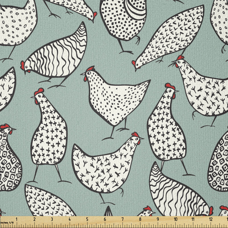 Csar Chicken with Minimalist Stripes Dots Multi-Purpose Fabric