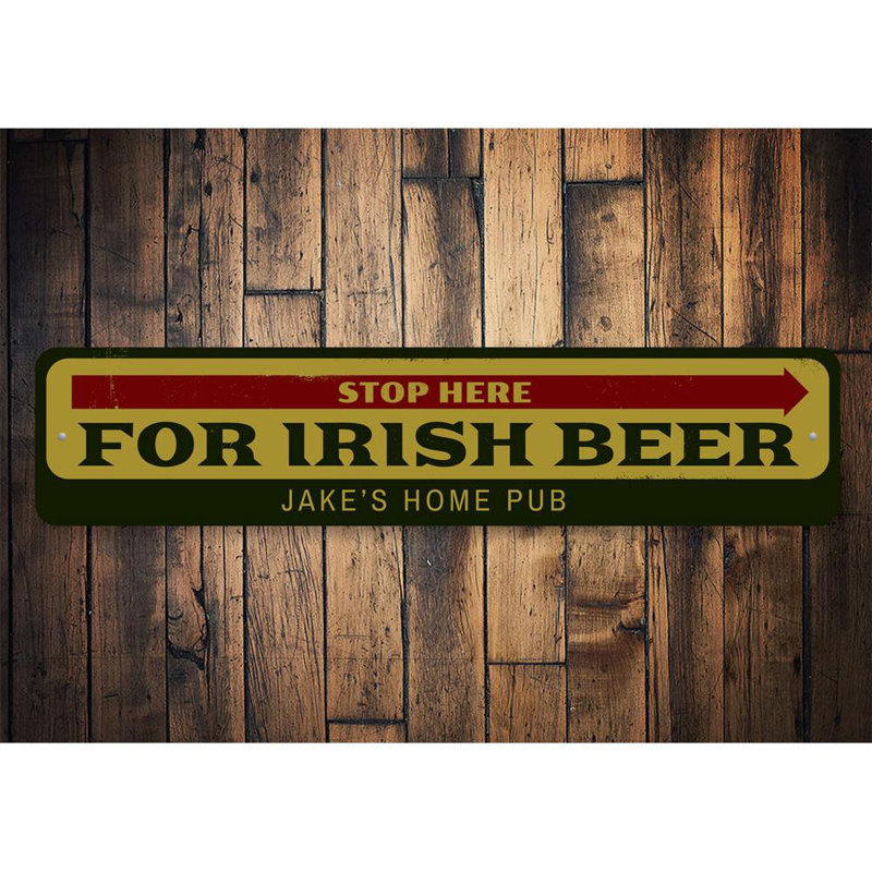 Enseigne irlandaise sur mesure bière irlandaise, H 4 po x l 18 po x P 0,04 po