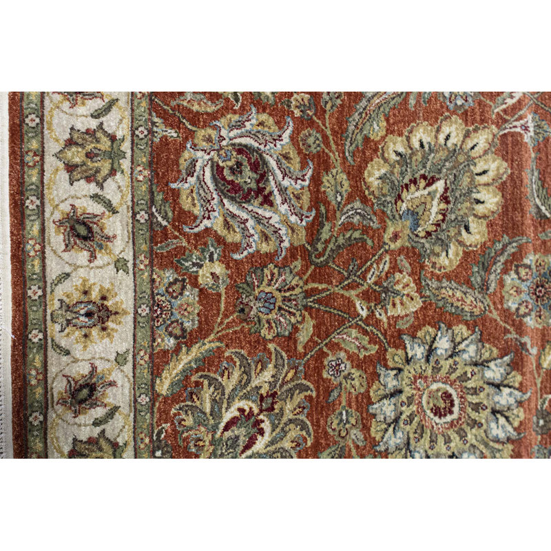 Tapis rouille et ivoire de haute qualité noué à la main