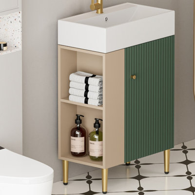 21.6'' Single Bathroom Vanity with Ceramic Top