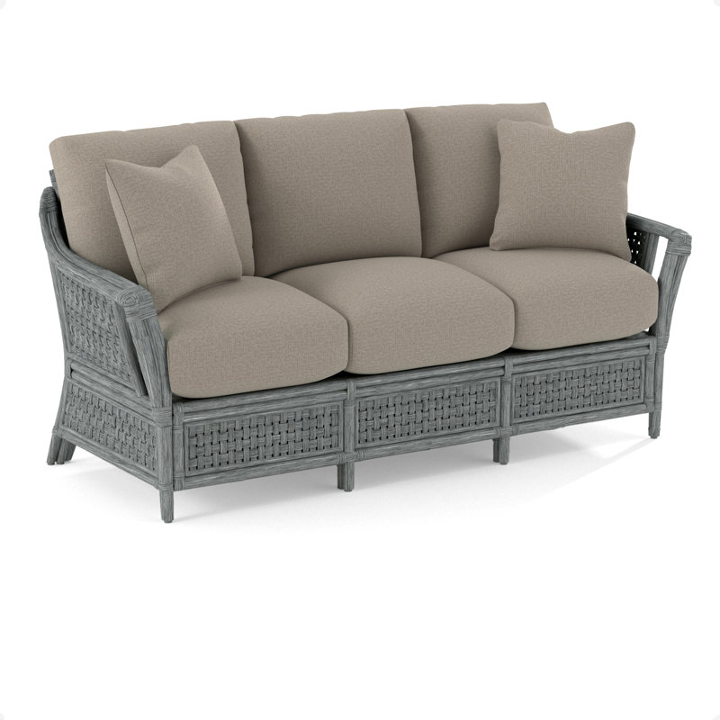 Boca 78'' Upholstered Sofa, Beige Performance Fabric, Nickel